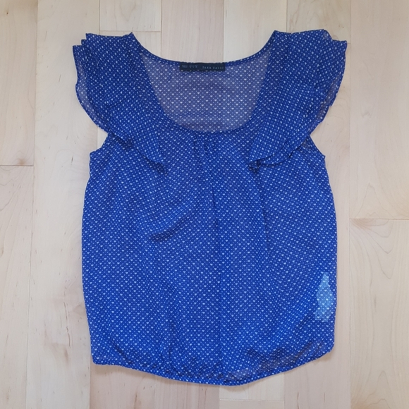 Zara Blue Sheer Top - Picture 1 of 3